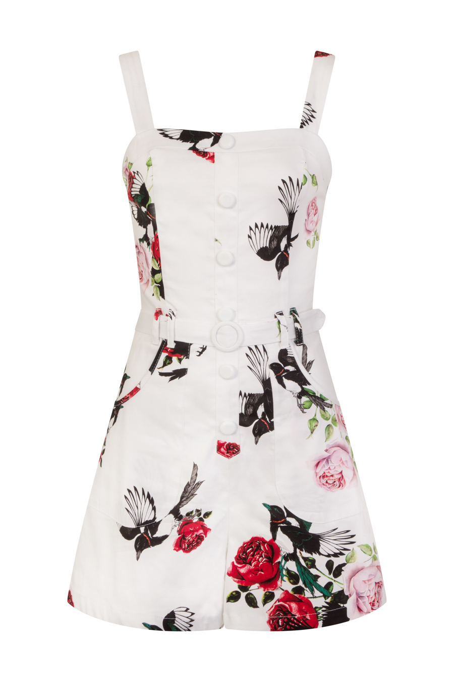 White Rose Print Playsuit